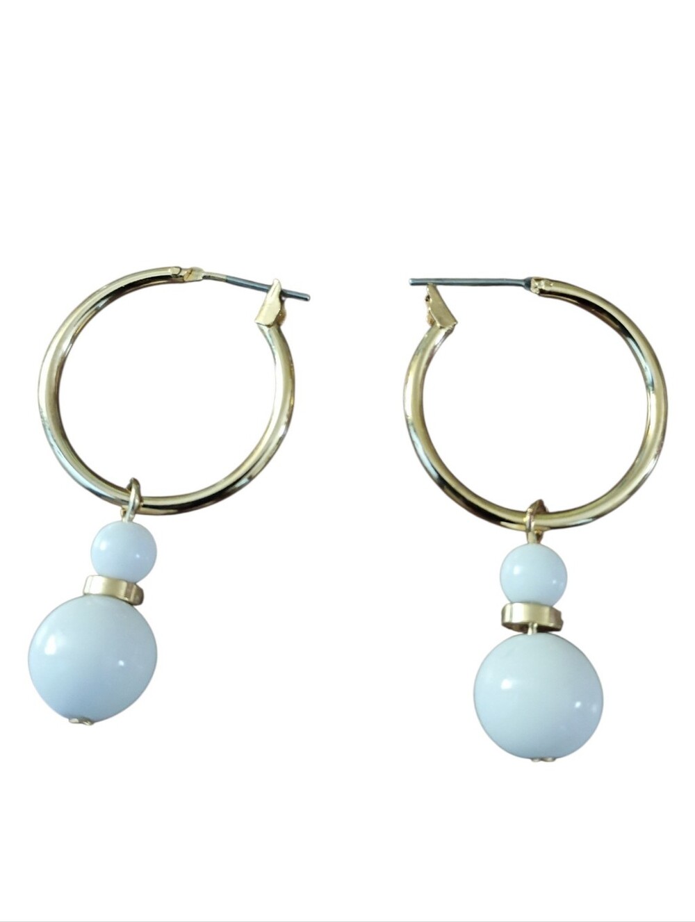 Gold Beaded Hoop Earrings Huggie Dangle Drop Fashion Statement Jewelry